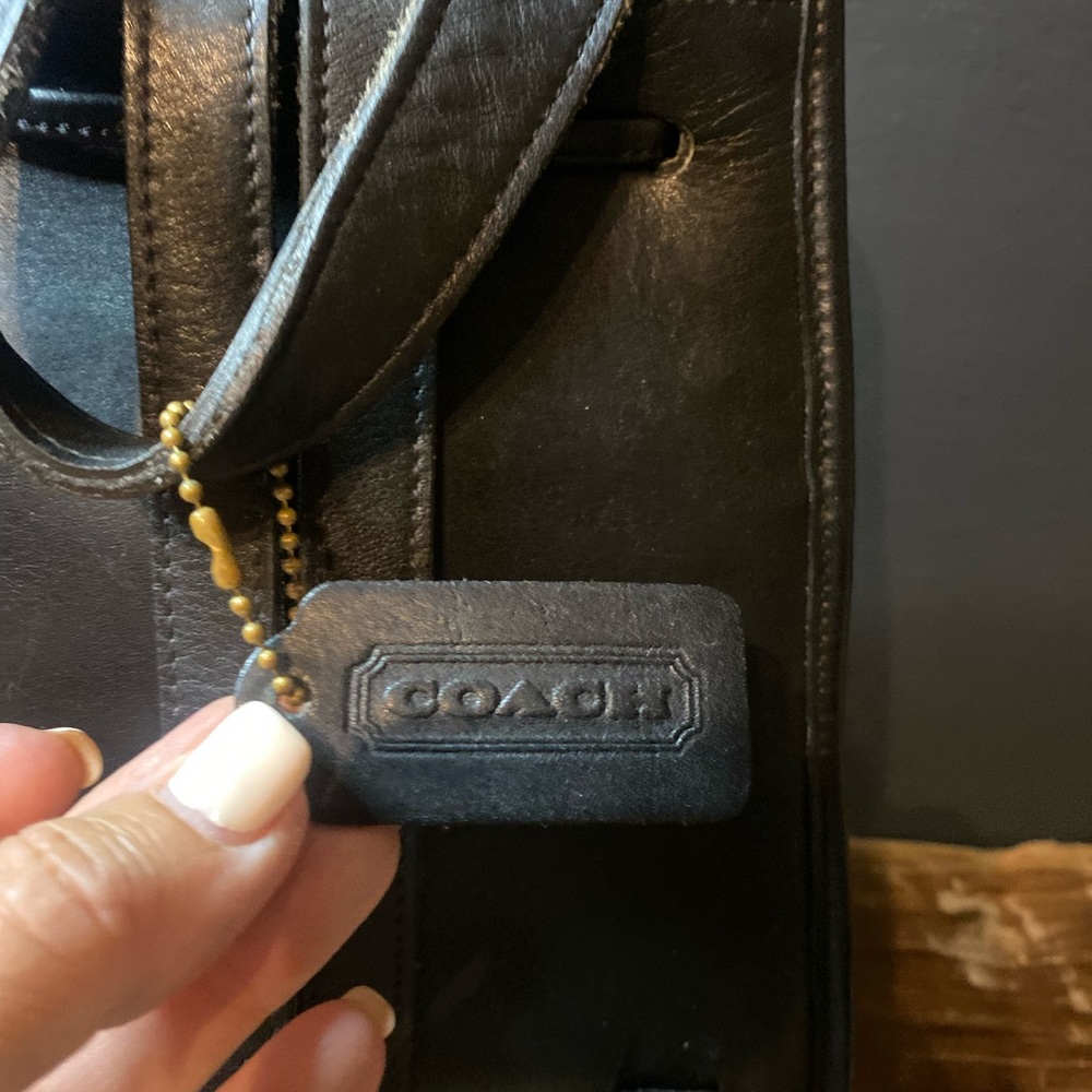 VINTAGE Coach turnlock mini black leather backpack top handle adjustable string - Picture 3 of 16